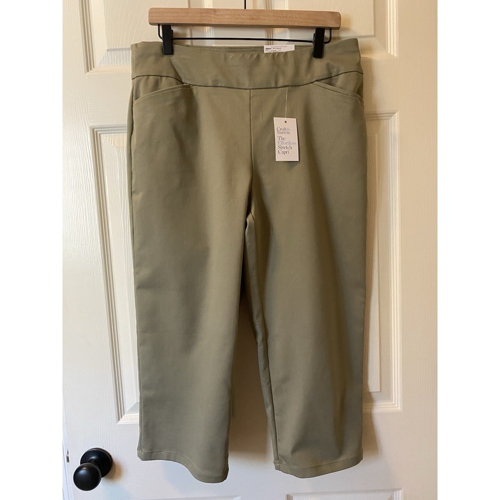 Croft & Barrow Effortless Stretch Capri Pants Womens Size 12 Regular Green